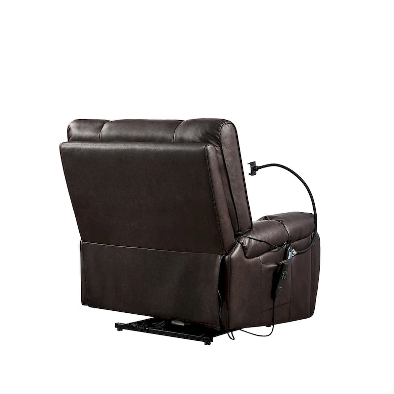 Fauteuil inclinable releveur avec deux moteurs, massage, fonction chauffante, porte-gobelets et support de téléphone réglable