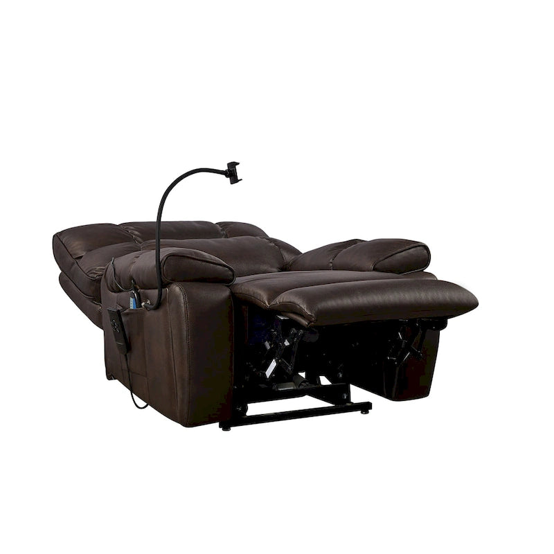 Fauteuil inclinable releveur avec deux moteurs, massage, fonction chauffante, porte-gobelets et support de téléphone réglable