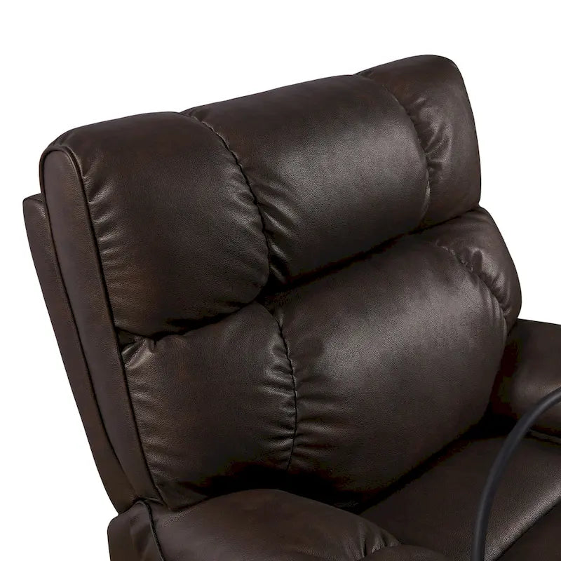 Fauteuil inclinable releveur avec deux moteurs, massage, fonction chauffante, porte-gobelets et support de téléphone réglable