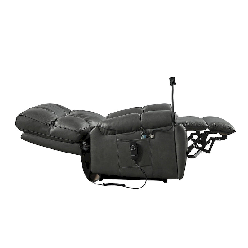 Fauteuil inclinable releveur avec deux moteurs, massage, fonction chauffante, porte-gobelets et support de téléphone réglable