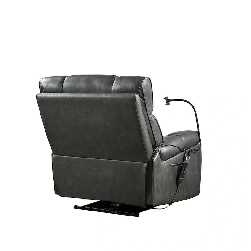 Fauteuil inclinable releveur avec deux moteurs, massage, fonction chauffante, porte-gobelets et support de téléphone réglable