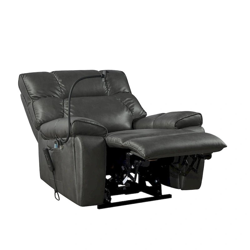 Fauteuil inclinable releveur avec deux moteurs, massage, fonction chauffante, porte-gobelets et support de téléphone réglable
