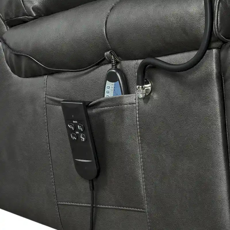 Fauteuil inclinable releveur avec deux moteurs, massage, fonction chauffante, porte-gobelets et support de téléphone réglable