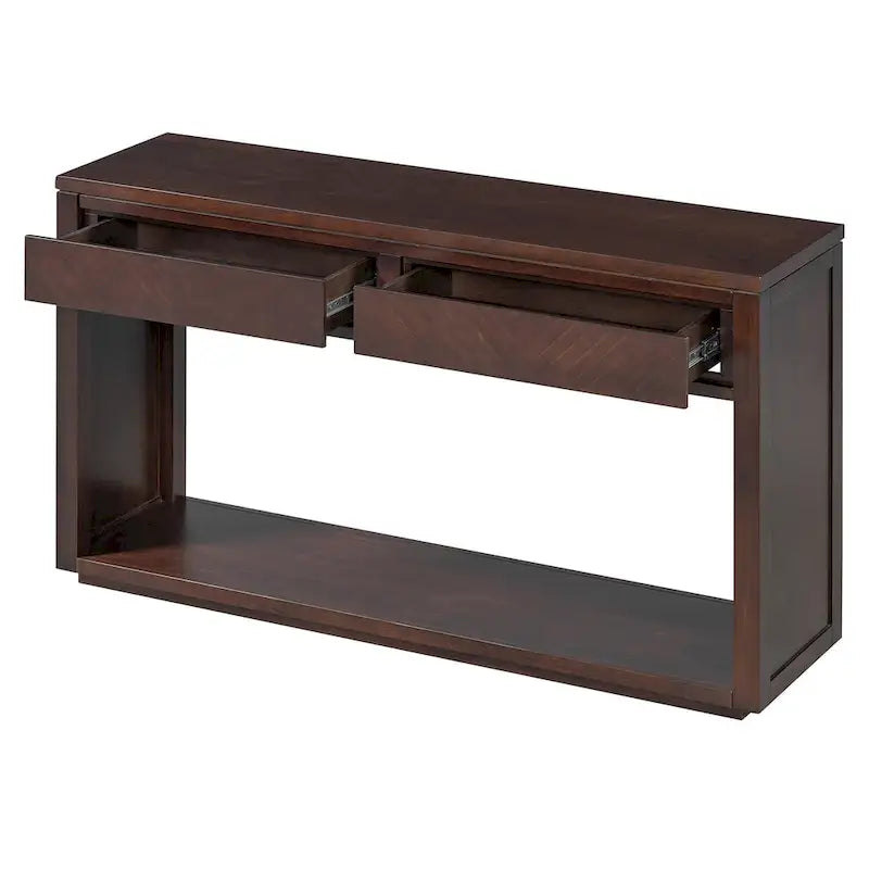 Console de 55" rustique avec tiroirs et étagère ouverte pour salon
