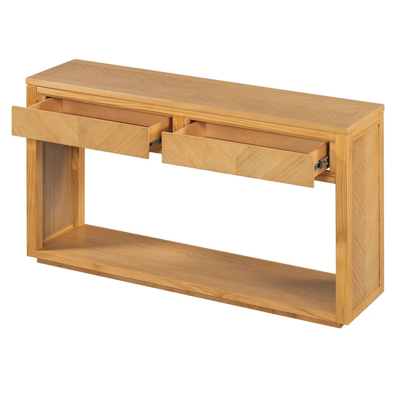 Console de 55" rustique avec tiroirs et étagère ouverte pour salon