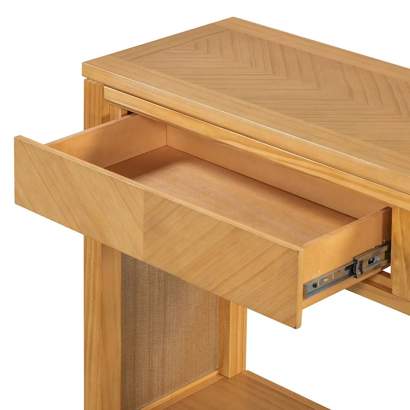 Console de 55" rustique avec tiroirs et étagère ouverte pour salon