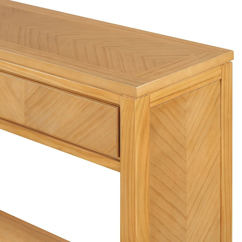 Console de 55" rustique avec tiroirs et étagère ouverte pour salon