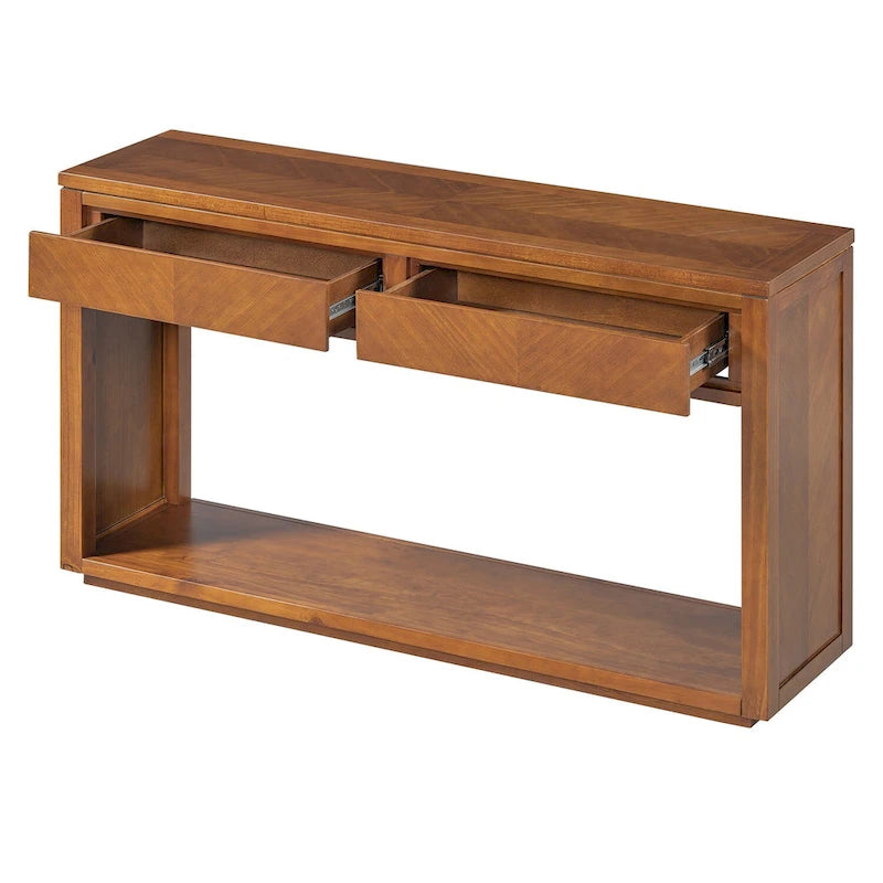Console de 55" rustique avec tiroirs et étagère ouverte pour salon
