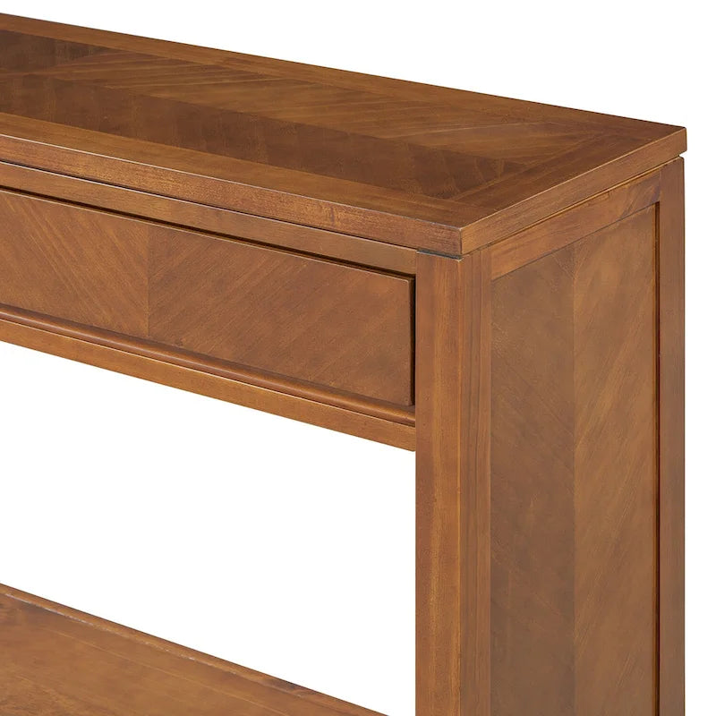 Console de 55" rustique avec tiroirs et étagère ouverte pour salon