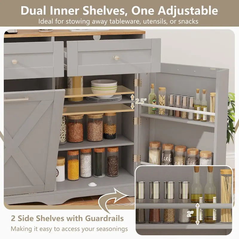 Meuble poubelle basculant avec prises, 2 tiroirs, étagère réglable