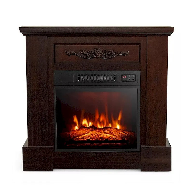 Meuble TV avec cheminée électrique 32 pouces, télécommande, 1400W, marron - 42 pouces
