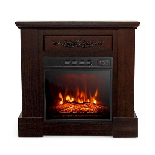 Meuble TV avec cheminée électrique 32 pouces, télécommande, 1400W, marron - 42 pouces