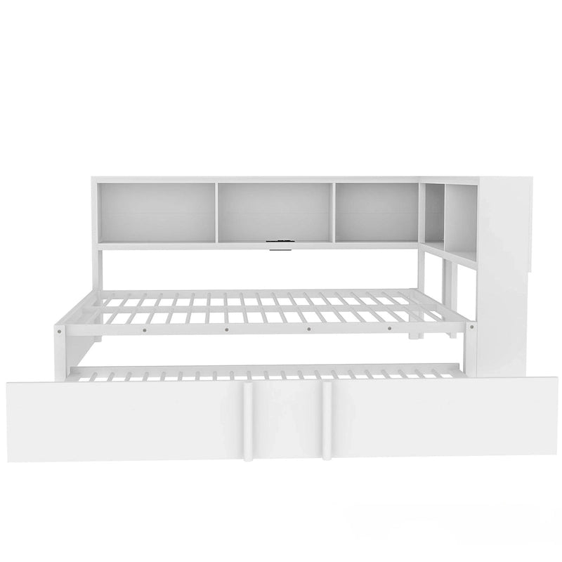 Lit de repos en métal avec lit gigogne, armoires de rangement et ports USB