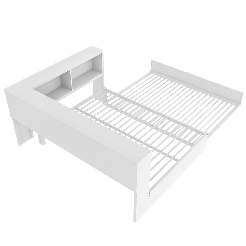 Lit de repos en métal avec lit gigogne, armoires de rangement et ports USB