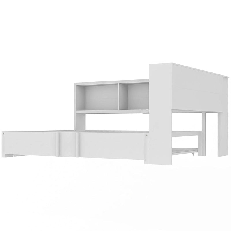 Lit de repos en métal avec lit gigogne, armoires de rangement et ports USB