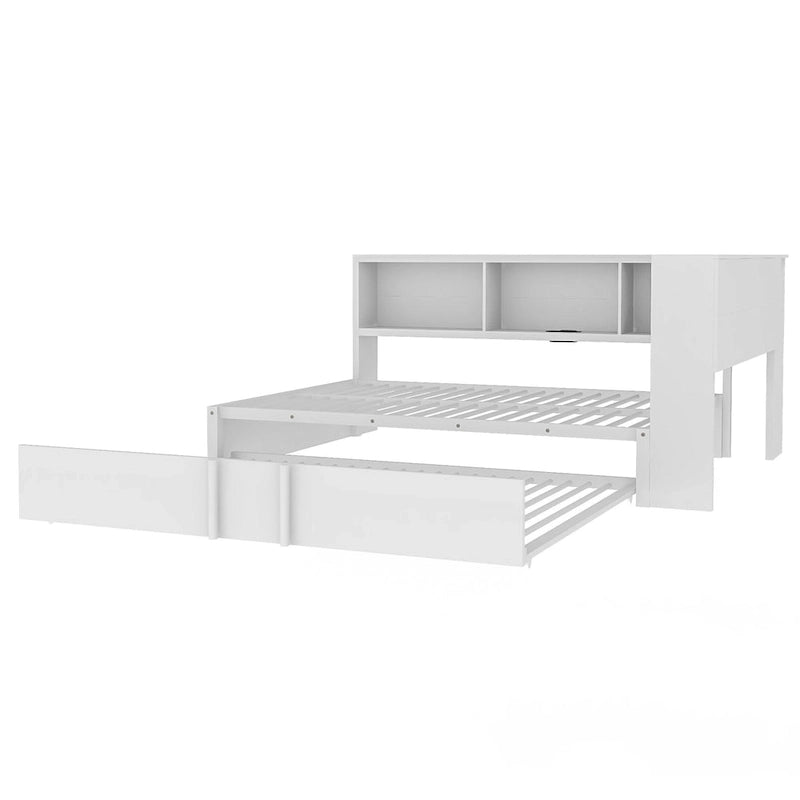 Lit de repos en métal avec lit gigogne, armoires de rangement et ports USB
