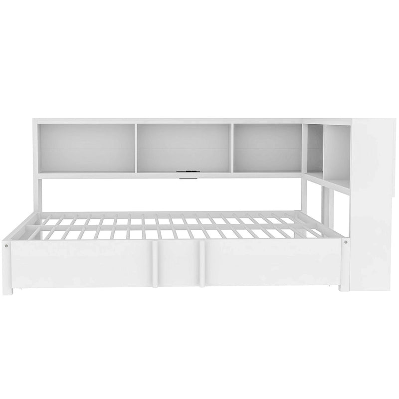 Lit de repos en métal avec lit gigogne, armoires de rangement et ports USB