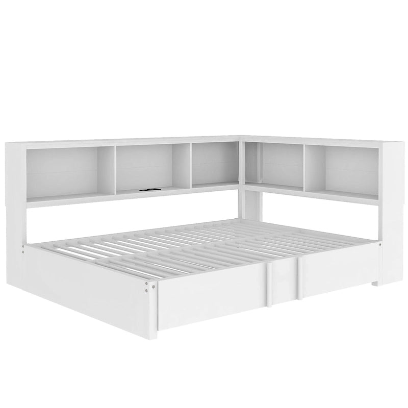 Lit de repos en métal avec lit gigogne, armoires de rangement et ports USB