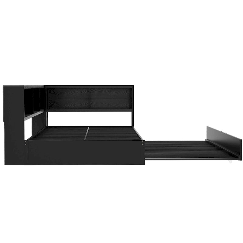 Lit de repos en métal avec lit gigogne, armoires de rangement et ports USB
