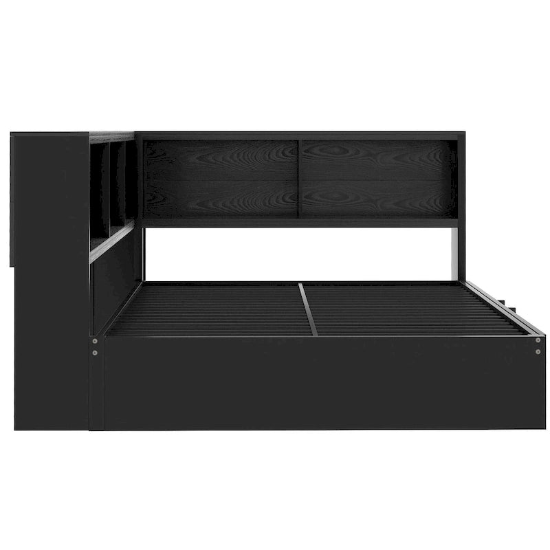 Lit de repos en métal avec lit gigogne, armoires de rangement et ports USB