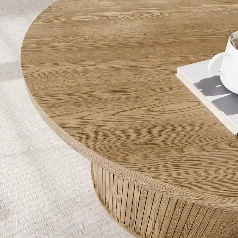 Table basse ronde Tambour Design avec étagère de rangement