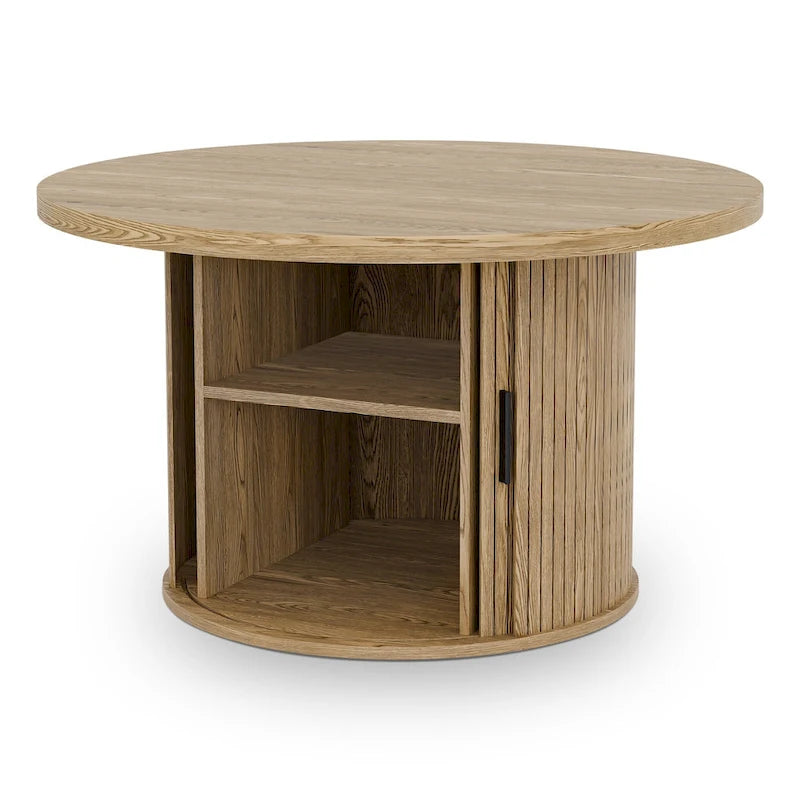 Table basse ronde Tambour Design avec étagère de rangement