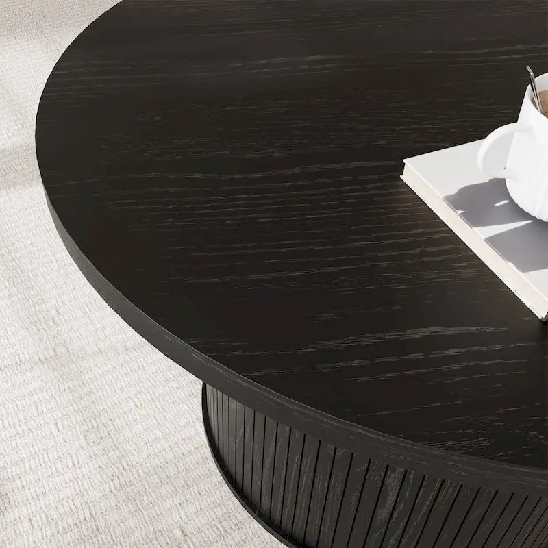 Table basse ronde Tambour Design avec étagère de rangement