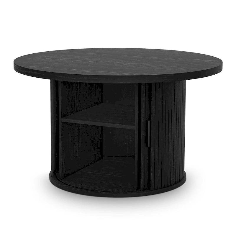 Table basse ronde Tambour Design avec étagère de rangement
