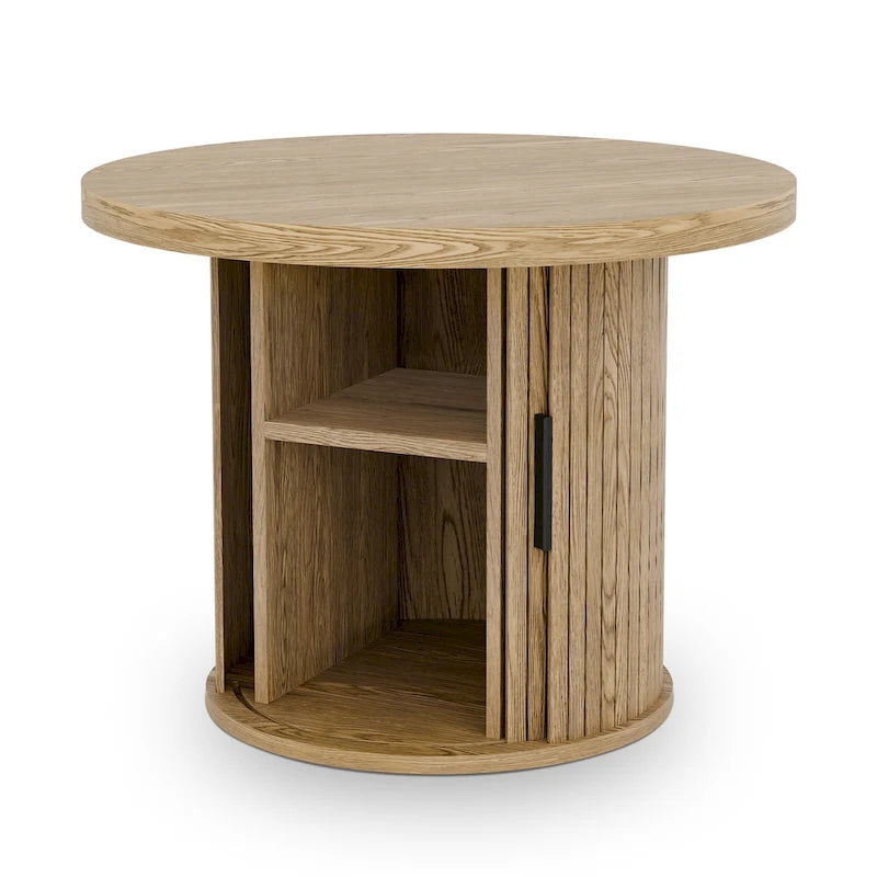 Table basse ronde Tambour Design avec étagère de rangement