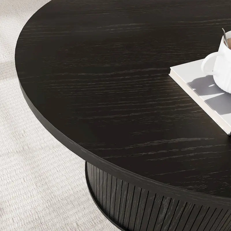 Table basse ronde Tambour Design avec étagère de rangement