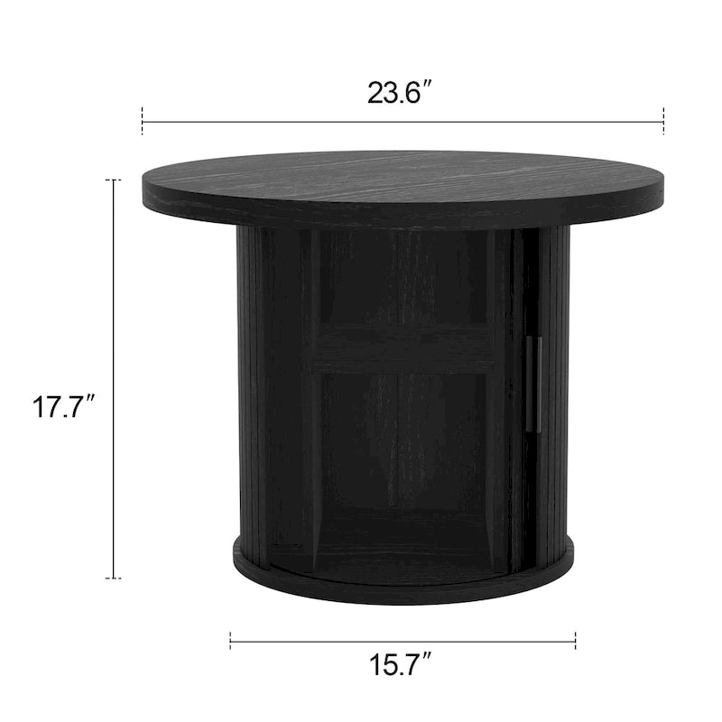 Table basse ronde Tambour Design avec étagère de rangement