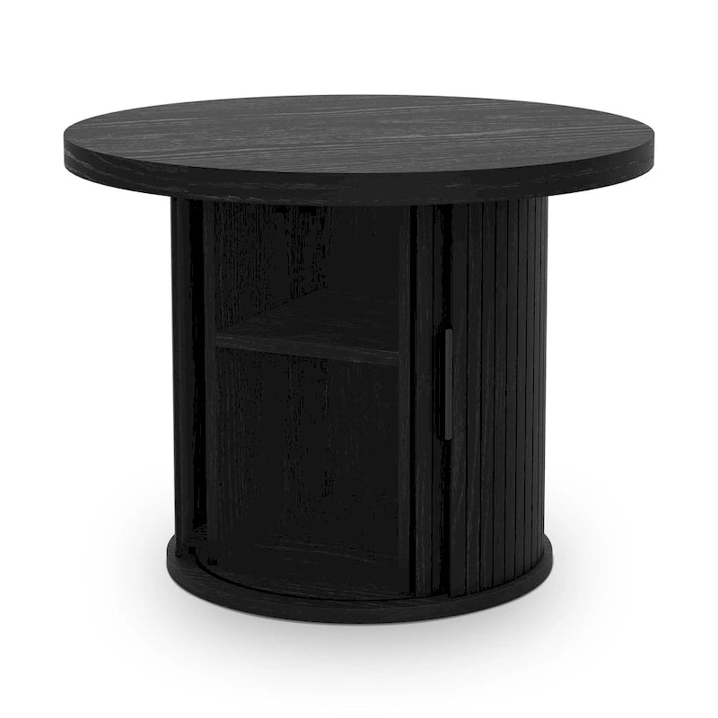 Table basse ronde Tambour Design avec étagère de rangement