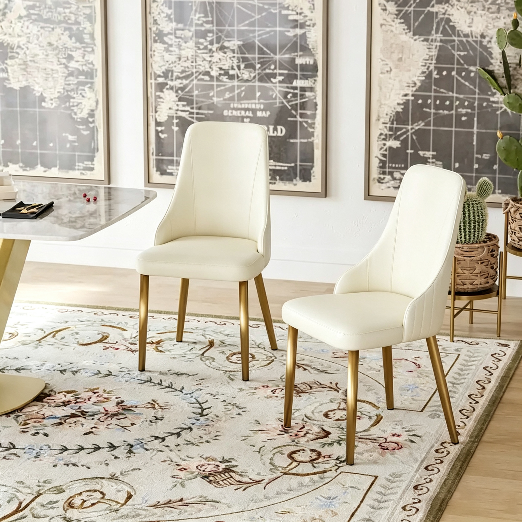 Chaises de salle à manger en cuir PU rembourrées