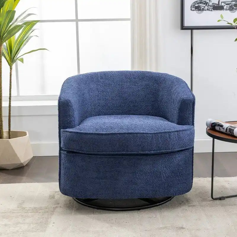 Fauteuil de salon rond pivotant moderne, avec accoudoirs, rembourré