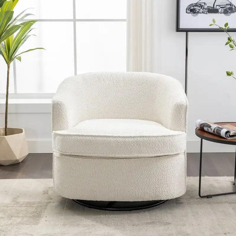 Fauteuil de salon rond pivotant moderne, avec accoudoirs, rembourré