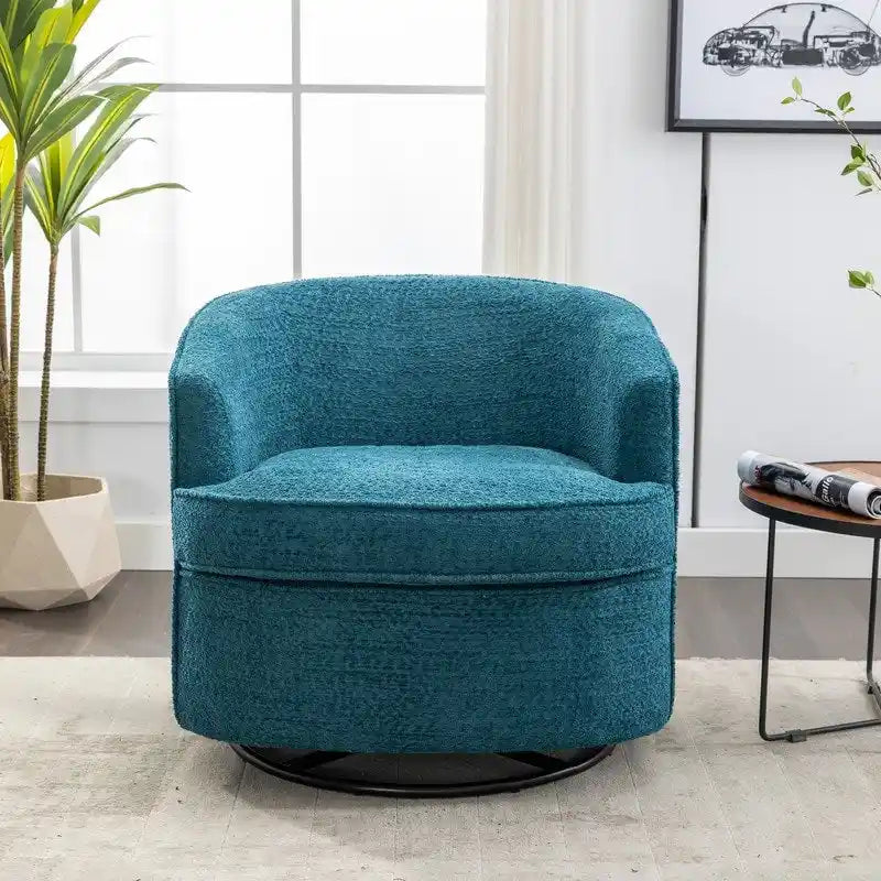Fauteuil de salon rond pivotant moderne, avec accoudoirs, rembourré