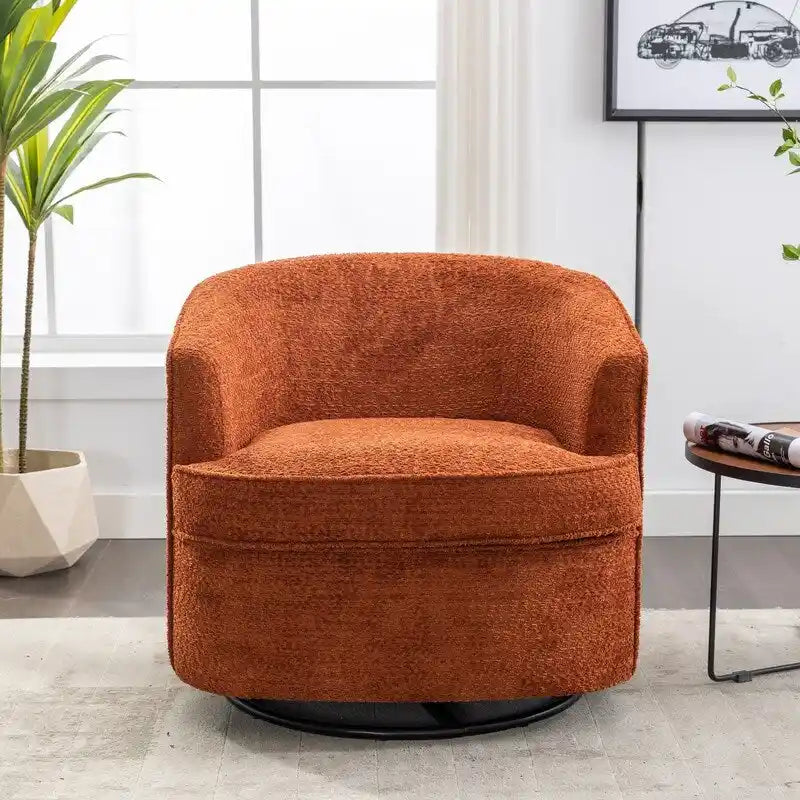 Fauteuil de salon rond pivotant moderne, avec accoudoirs, rembourré