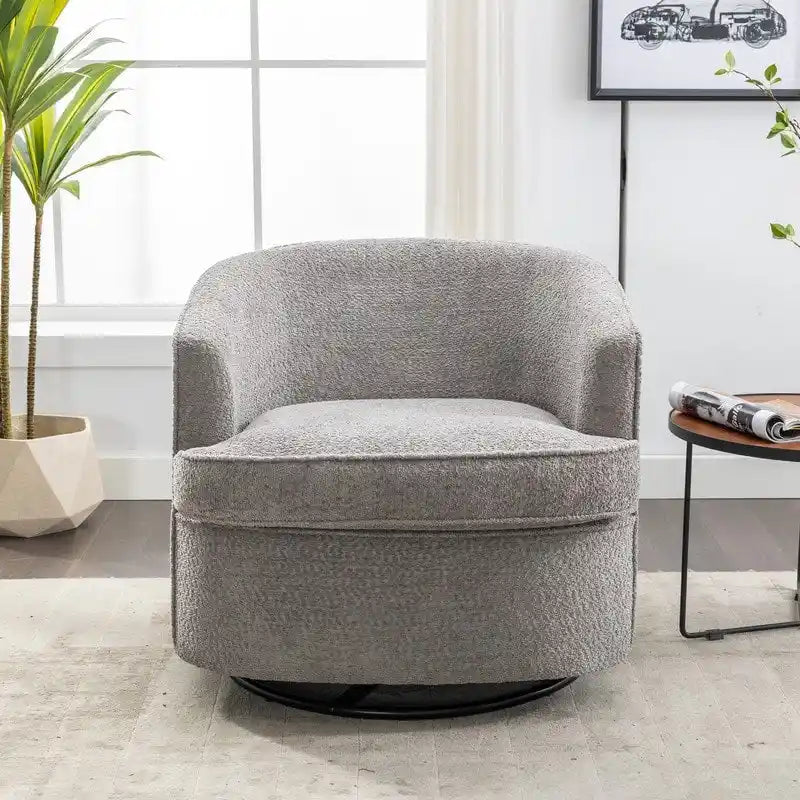Fauteuil de salon rond pivotant moderne, avec accoudoirs, rembourré
