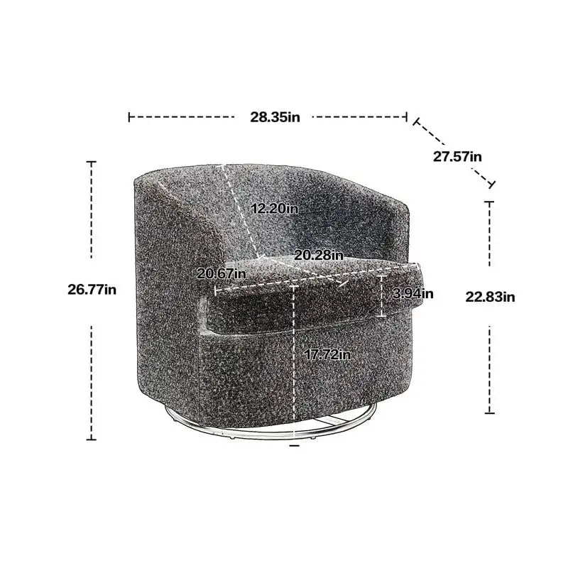 Fauteuil de salon rond pivotant moderne, avec accoudoirs, rembourré