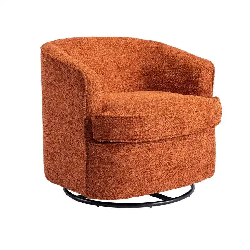 Fauteuil de salon rond pivotant moderne, avec accoudoirs, rembourré