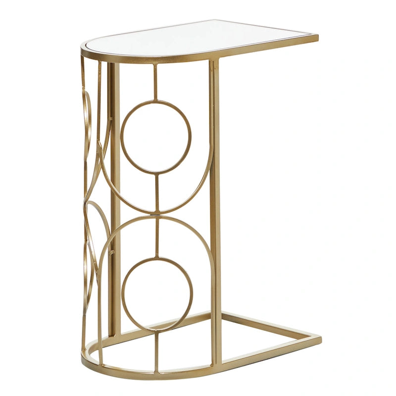 Metal Geometric Accent Table with Mirrored Glass Top - Gold - Roche River Decor - 19W x 12L x 24H