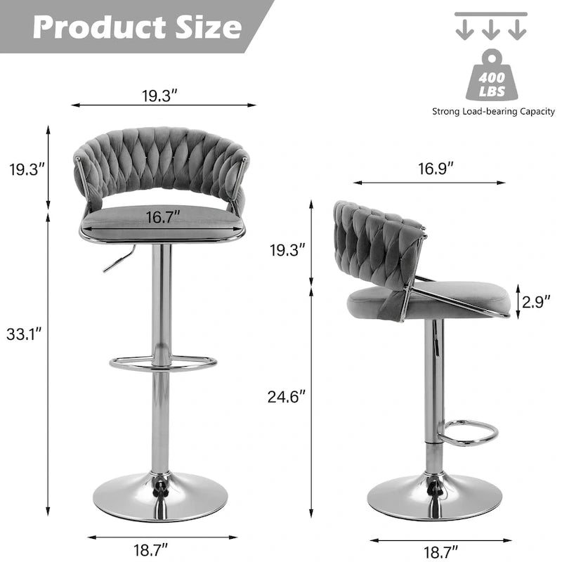 Tabouret de bar réglable en hauteur avec assise pivotante