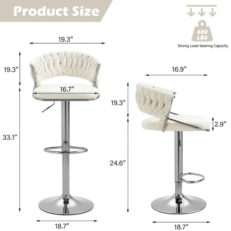 Tabouret de bar réglable en hauteur avec assise pivotante