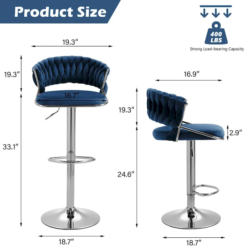 Tabouret de bar réglable en hauteur avec assise pivotante