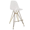 Tabouret de bar en acrylique avec base et repose-pieds chromés dorés