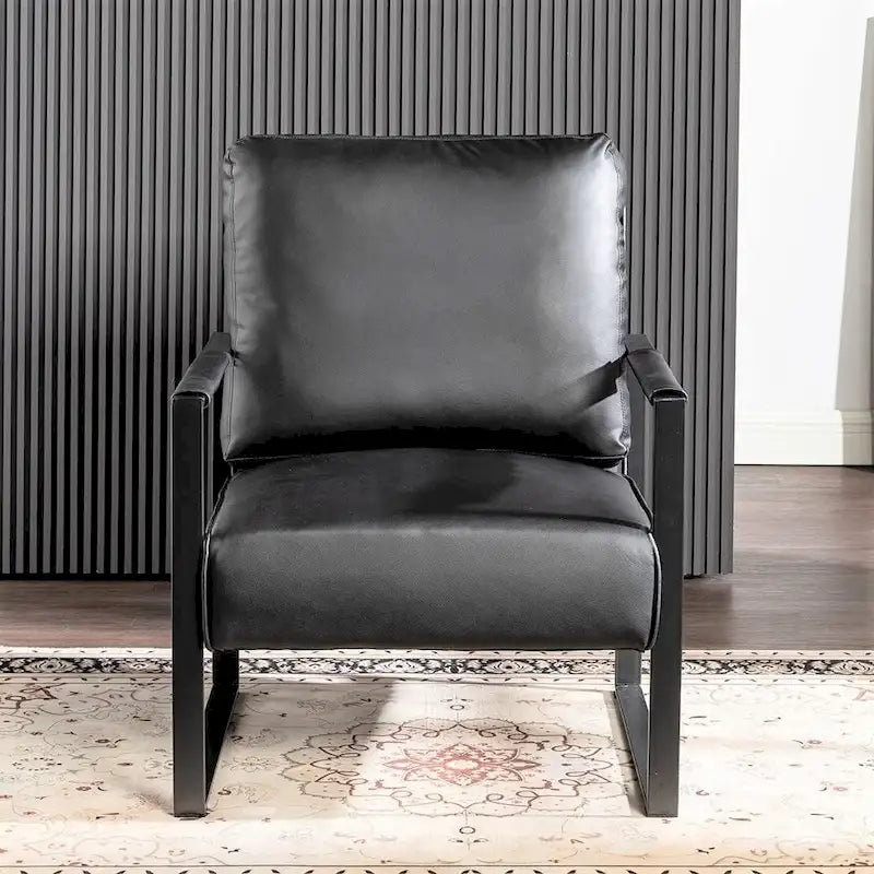 Chaise avec accoudoirs en métal, revêtement en PU/microfibre de 25,4