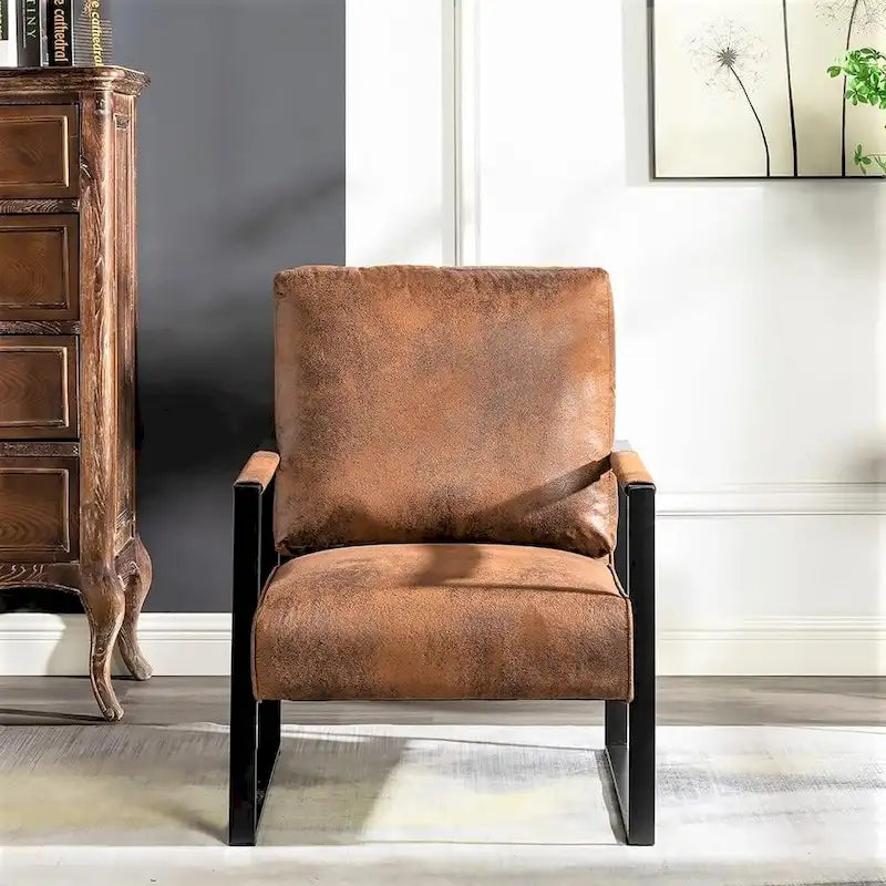 Chaise avec accoudoirs en métal, revêtement en PU/microfibre de 25,4