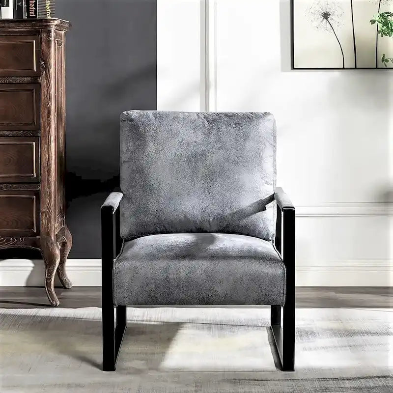 Chaise avec accoudoirs en métal, revêtement en PU/microfibre de 25,4