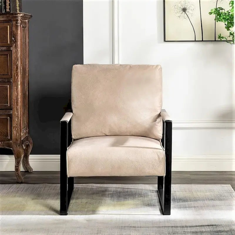 Chaise avec accoudoirs en métal, revêtement en PU/microfibre de 25,4