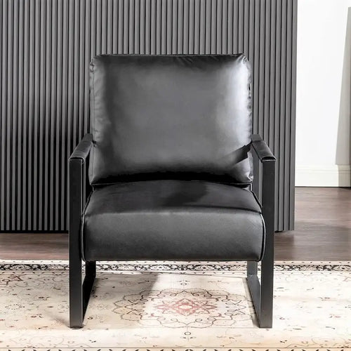 US Pride Furniture Hosam 25.4 PU/Microfiber Upholstery Metal Arms Chair